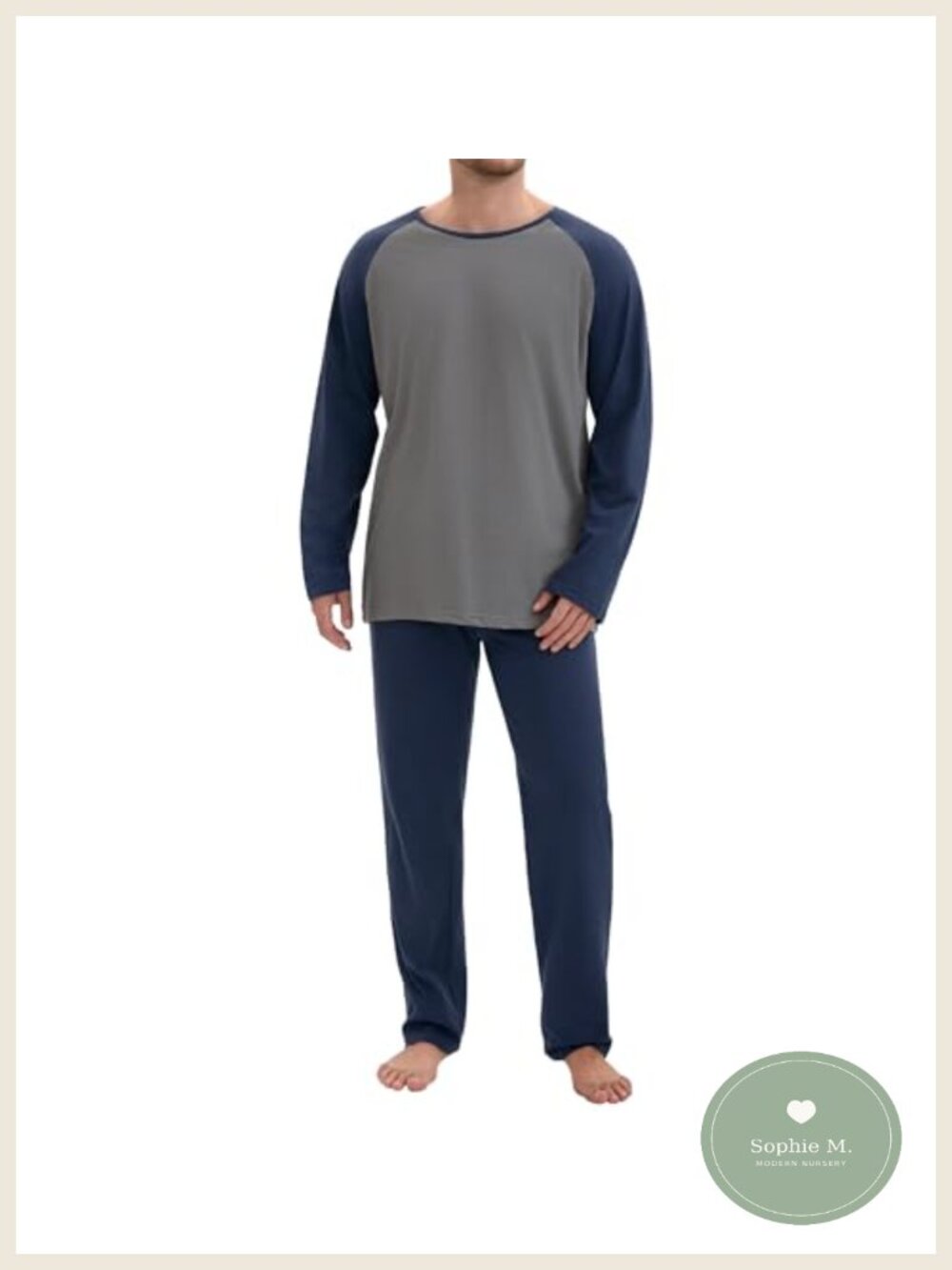 Men's Pajama Set Long Sleeve Cotton Blend Sleepwear Loungewear